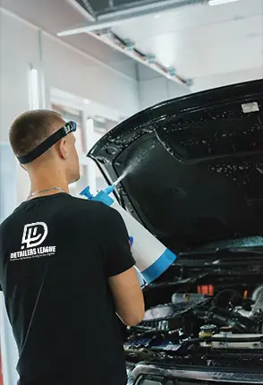 Certified detailer working on a vehicle